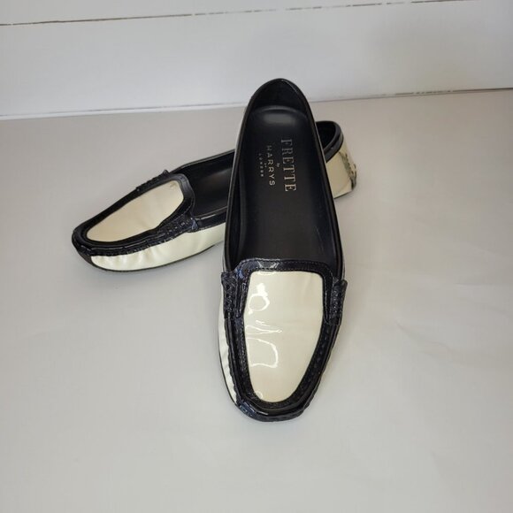 Frette Two-Tone Black and Cream Loafers - Picture 1 of 9